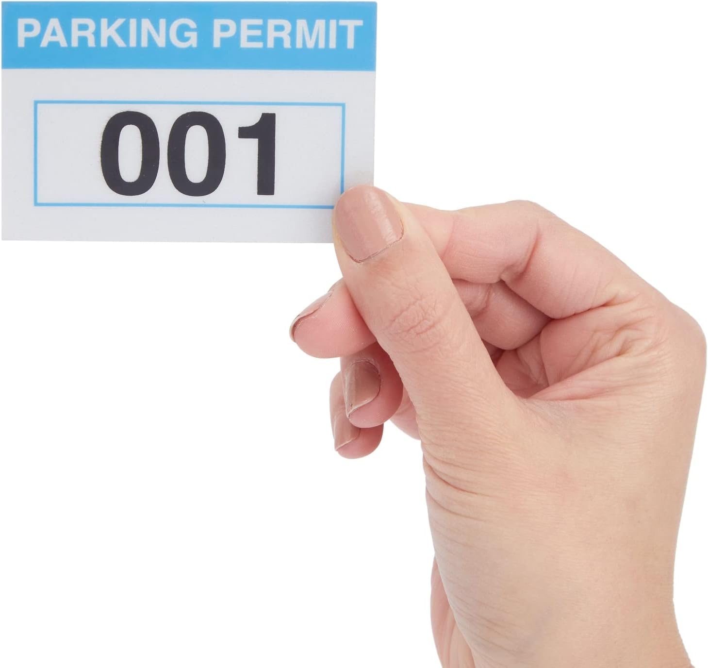 Car Parking Stickers - 100 Pack, Light Blue 3 x 2 in Front Adhesive - Numbered 001-100 Parking Permit Decals for Windshield