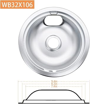 SupHomie WB32X106 & WB32X107 Chrome Drip Pans, 4 Pack