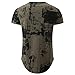 KLIEGOU Mens Hipster Hip Hop Ripped Round Hemline Pattern Print T Shirt 86 ArmyGreen L