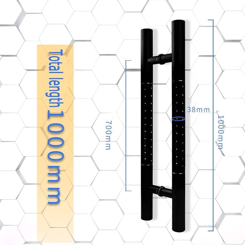 REMYS Barn Door Pull Handle, Glass Door Handle, Commercial Heavy Duty Stainless Steel Push-Pull Door Handle/Barn Door Pull Handle - Black, 4 Lengths (Size : Length 1000mm/39.4inch)