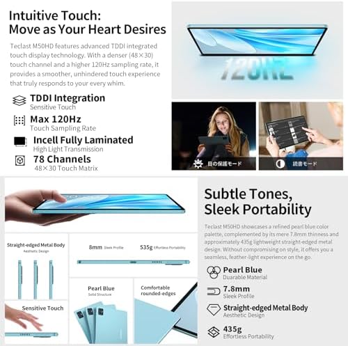 TECLAST M50HD Tablet 10 Inch Android 13 Tablet, Octa-Core 16GB RAM+128GB ROM/TF 1TB, 4G LTE+2.4G/5G WiFi Tablet, 1920*1200 IPS FHD Gaming Tablet, BT5.0/5MP+13MP/Google GMS/GPS/6000mAh/3.5MM-Jack/435g