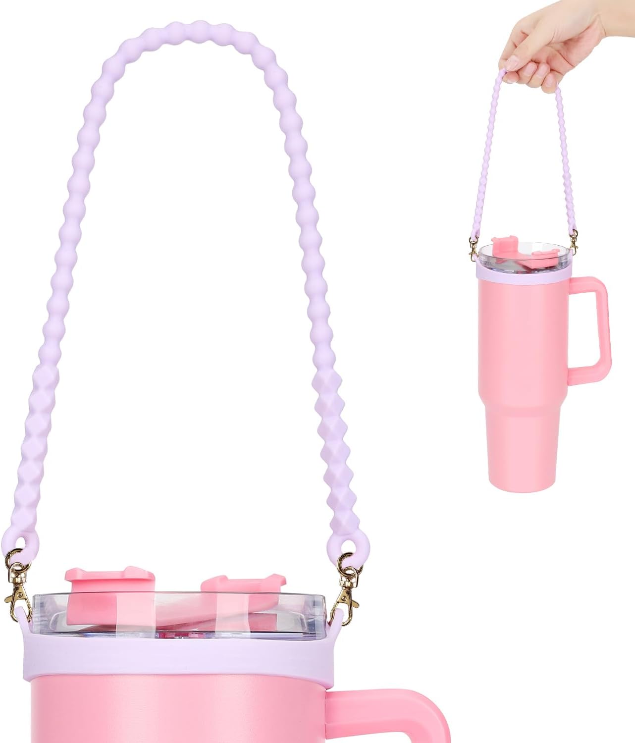 Water Bottle Handle for Stanley Cup - Soft, Durable Silicone Sling with Adjustable Strap, Fits Most 8-40oz Bottles, Ideal Stanley Cup Accessory