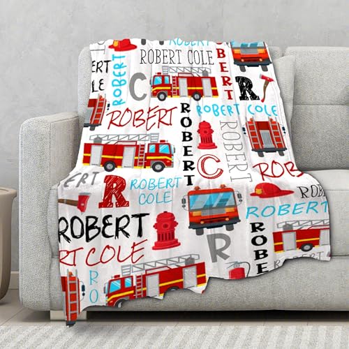 Image of Personalized Fire Trucks Firefighter Custom Baby Blanket Gifts for Boys Girls Super Soft Blanket Swaddle Newborn Cozy Receiving Blanket Stroller Throw 40x30 in for Puppy