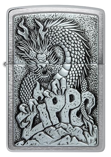 Image of Zippo Design Brushed Chrome, Windproof Pocket Lighter, Without Fuel and Gas