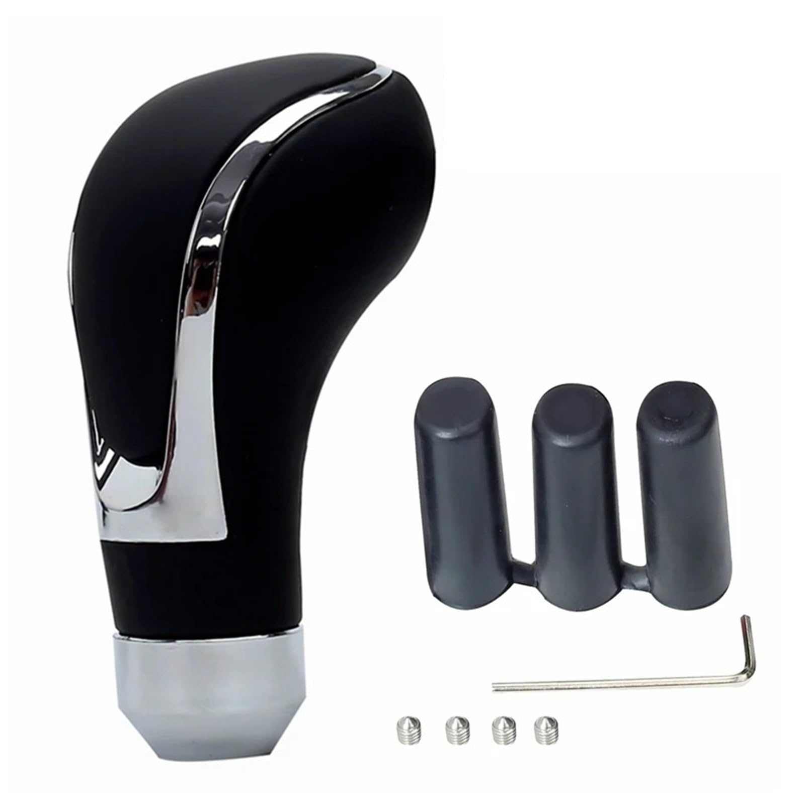 Jxewmtmc Black B Leather Black Red Gear Knob Car Shift Shifter Stick Lever Manual Transmission Gear Stick Shift Cover(Black B)