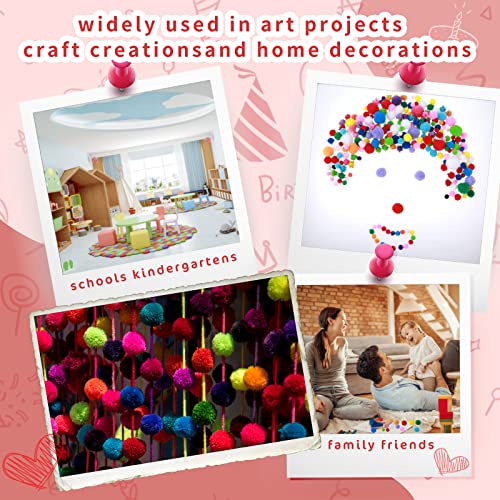 Wllhyf 300Pcs Pom Poms Craft Making Assorted Sizes Multicolor Pom Pom Balls Colorful Pompoms For Creative Craft Art Diy Material #TOP5