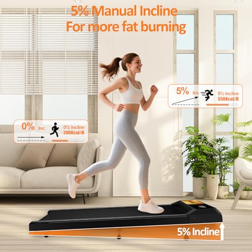 Image of 2.5HP Walking Mat with Incline pad,Under Desk Treadmill, Walking Running Pad with Remote, 3 in 1 Low Noise Small Mini Portable Treadmill with Led Screen, Compact Treadmills for Home, 265lbs Capacity