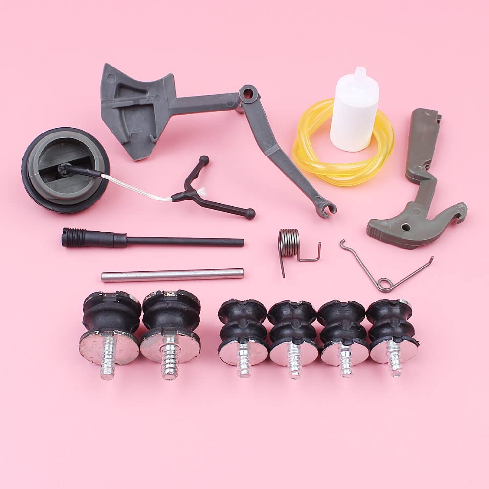 Kit de resorte del gatillo del acelerador, elemento de montaje de amortiguador AV, compatible con motosierra 61, 268 y 272, repuesto de filtro de combustible, tapa de manguera.