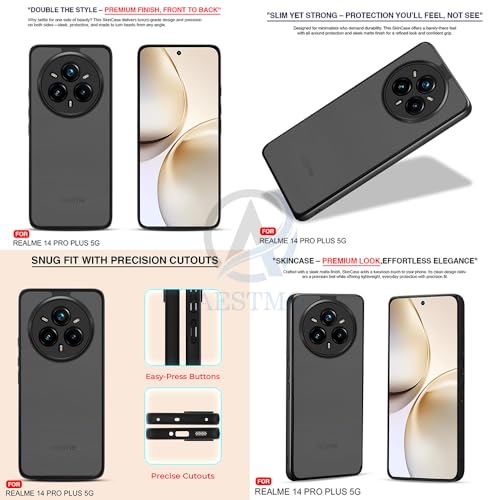 Image of AESTMO Realme 14 Pro Plus 5G Back Cover | 360 Protection | Matte Frosted Hard Back Translucent | Bumper Case for Realme 14 Pro Plus 5G (Smoke Black Matte PC+Black TPU Bumber)