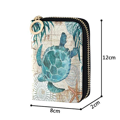 Moyyo Rfid Credit Card Holder Case Vintage Sea Turtle Leather Printed Zipper Card Case Wallet For Women Girls #TOP3