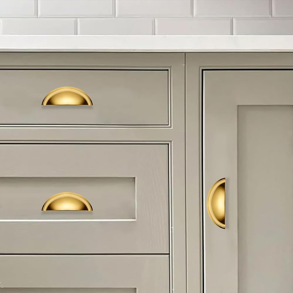 Cup Unlacquered Brass Cabinet Pull, 2-1/2 in (64 mm) — KHTUMEWARE
