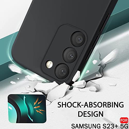 Image of TheGiftKart Liquid Silicone Back Cover Case for Samsung Galaxy S23 Plus 5G | Soft Micro-Fibre Lining Inside | Camera & Screen Protection | Shockproof Back Cover for Samsung S23+5G (Silicone, Black)