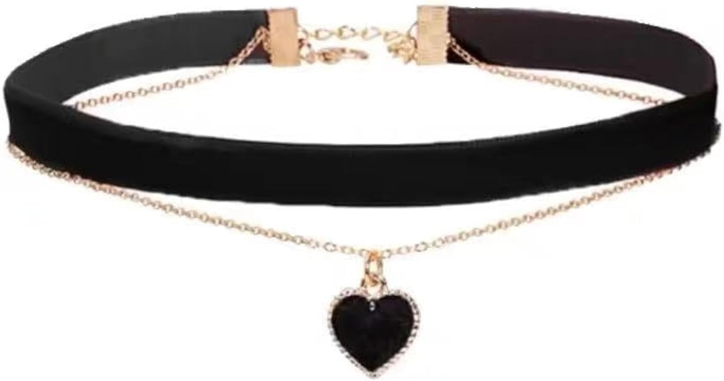MOMOCAT Heart Necklace Adjustable Red Choker Classic Collar Necklaces for Women and Girls Velvet Chocker Necklace