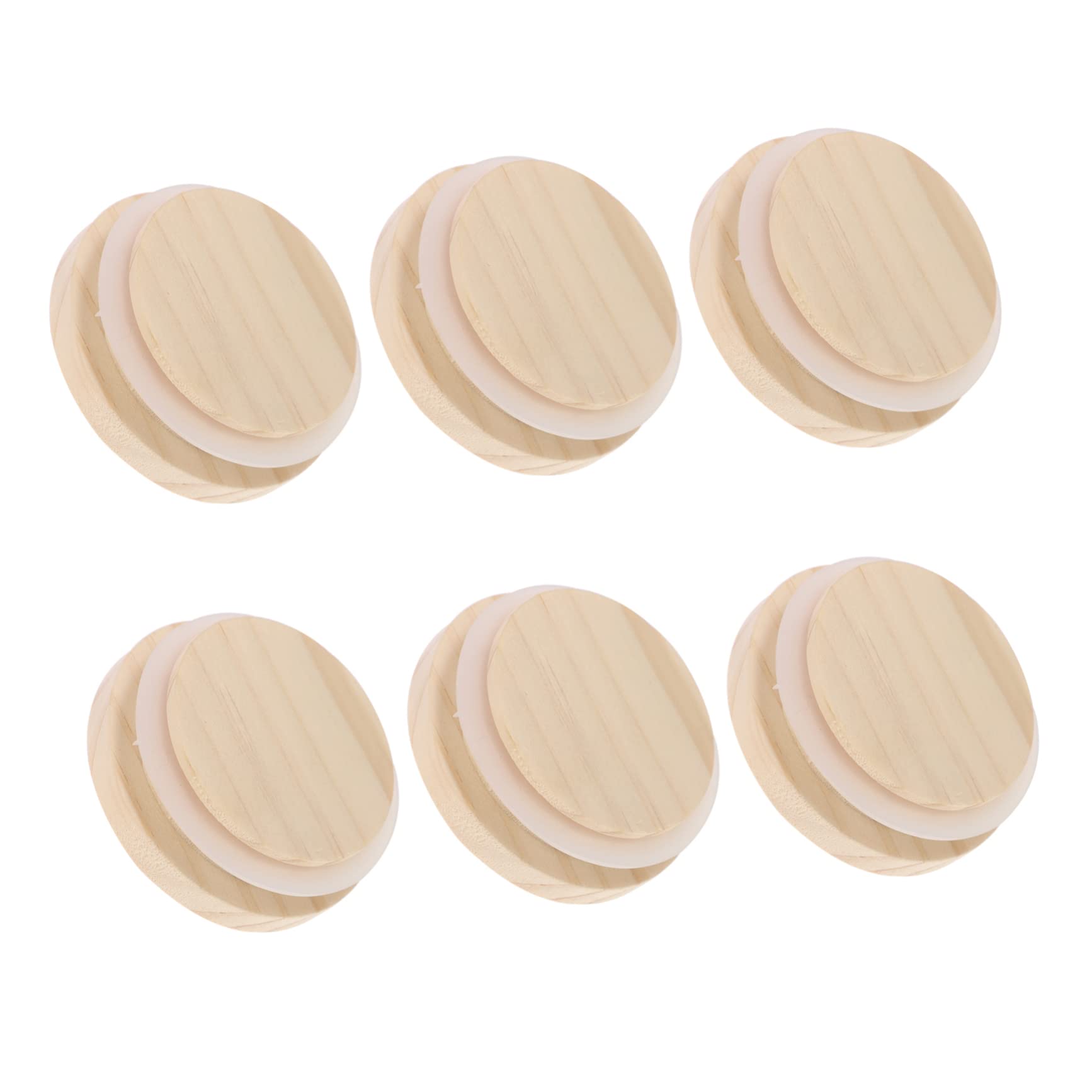 SOLUSTRE 6Pcs Round Wooden Sealing Lids for Home Bottles Replaceable Cup Lids for Jars Containers and Aromatherapy Use