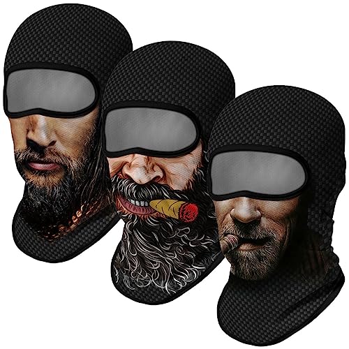 Image of Red Plume 3PCS Balaclava Full Face Mask Ski Mask UV Protection Cover Motorcycle Full Face Mask for Men Women Outdoor Sports