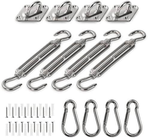 SONNENSEGEL-Montageset Aus Edelstahl 316 – 24-teilig Für Rechteckige/quadratische Segel