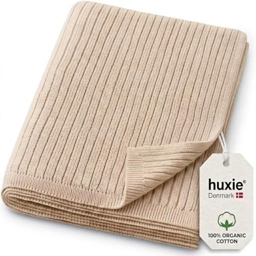 Image of Knitted Organic 100% Cotton Baby Blanket- Swaddle Blanket, 30" x 40" Soft Receiving Blanket for Newborn (Fog)
