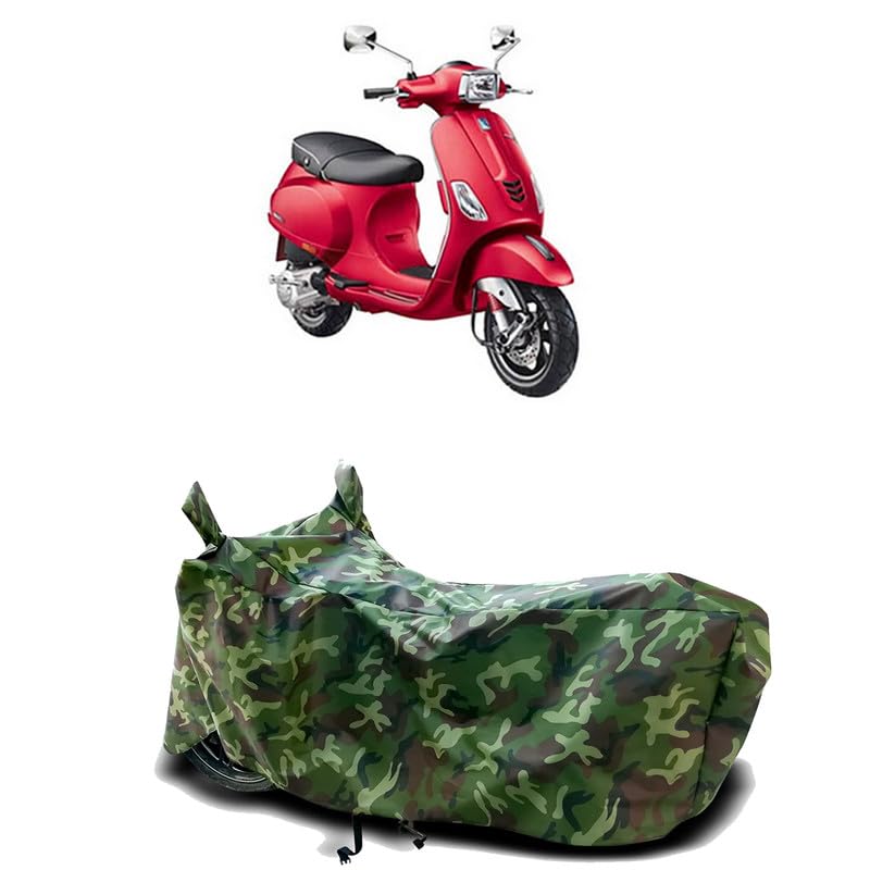 Image of DUFFEL-100% Heat Protection Two Wheeler Bike /Scooty Body Cover for Vespa SXL BS6 Water Resistance /UV-Rays /Birds Dropping /Scratchproof /Dust Proof /Waterproof[Green Jungle Print]
