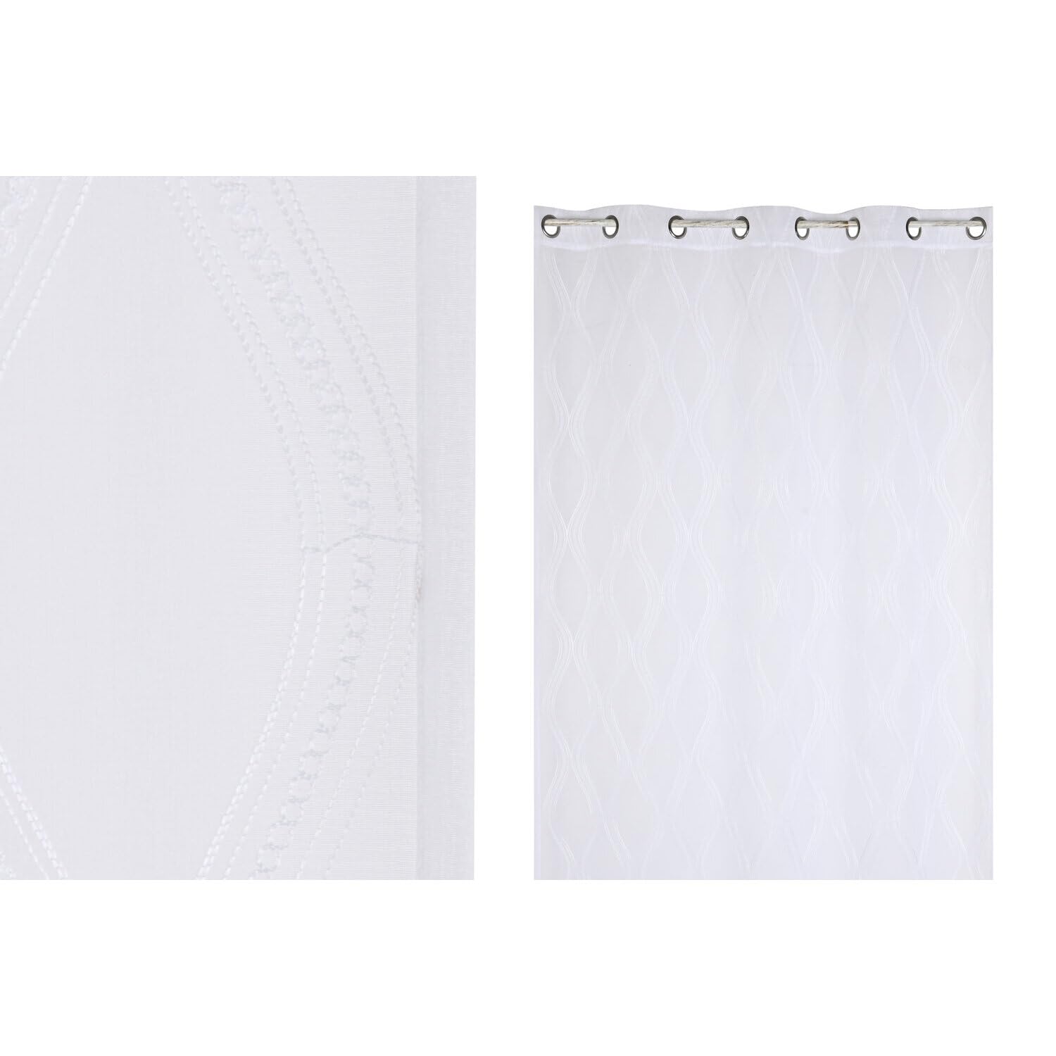 Cortina bordada con anillas de poliéster 140x260 para salones luminosos