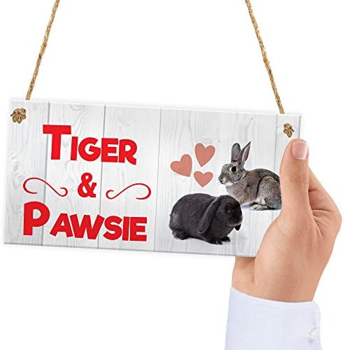RED OCEAN Tough New DOUBLE Rabbit PERSONALISED NAME Hutch Sign Plaque House Garden Cage Ru