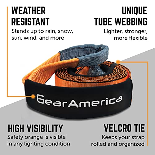 Gearamerica Tree Saver/Winch Extension Strap 3" X 8' – Certified 30,000 Lbs (15 Us Tons) – Off Road Towing And Recovery – Extreme Weather Resistance, Heavy Duty, Triple Reinforced Loops #TOP2