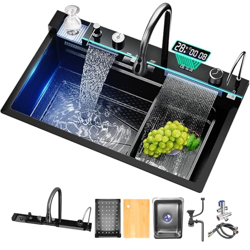 NOYHHAV Sinks Undermount or Countertop Single Bowl Stainless Steel Kitchen Sink with Drain basket...