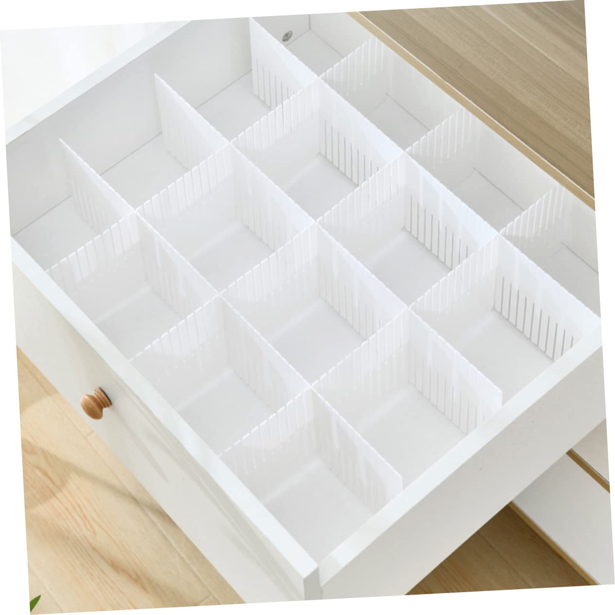 Divisori e Stoccaggio Ordinato Bianco 10 Pezzi per Cassetti in Plastica Organizzatore Combinazione Libera per Armadio e Calzini per Casa