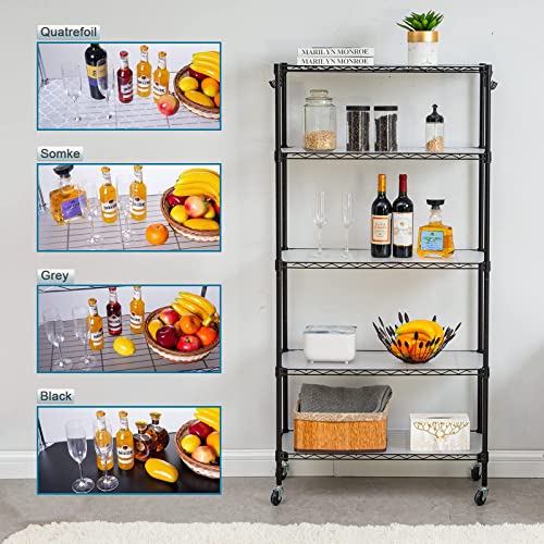 Brian & Dany Wire Shelf Liner 14" X 36", Heavy Duty Shelf Liners For Wire Shelving, Waterproof Protector Mats, Set Of 5, Charcoal #TOP3