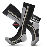 OutdoorMaster Thermolite - Calcetines de esquí de lana merina, calcetines térmicos de compresión para hombre y mujer, para clima frío, Negro, Medium