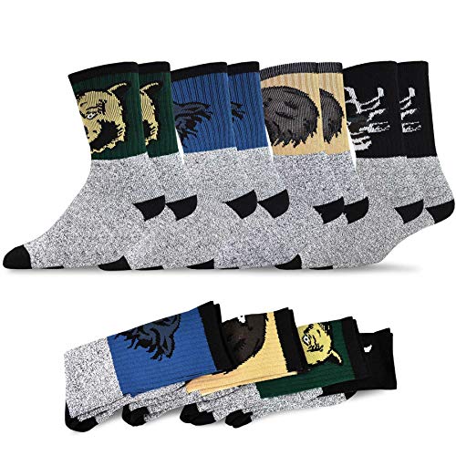 Eco Friendly Heavy Weight Recycled Cotton Winter Thermal Boot Socks 4 Pair (10-13, Animal Design) #TOP7