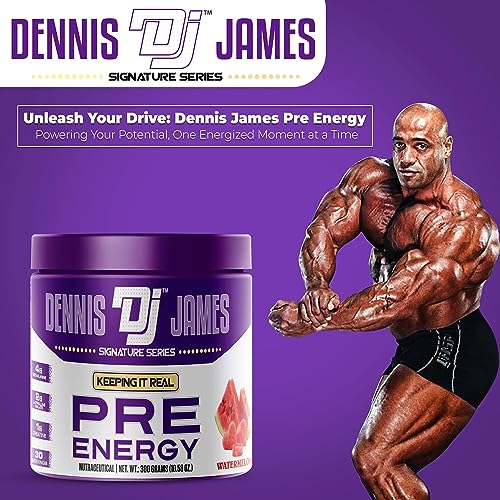Image of Dennis James Signature Series Pre Energy | Pre Workout | Watermelon Flavor | 300g, 30 Servings | Premium Energy Boost for Intense Workouts