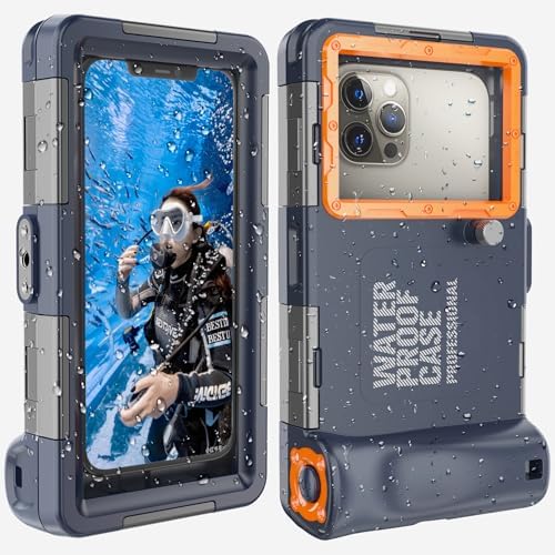 Underwater Phone Case For Snorkeling & Diving - Universal Waterproof Case For IPhone 16-11 & Galaxy S24-S21 (IP68, 50ft/15m Deep, Yellow)