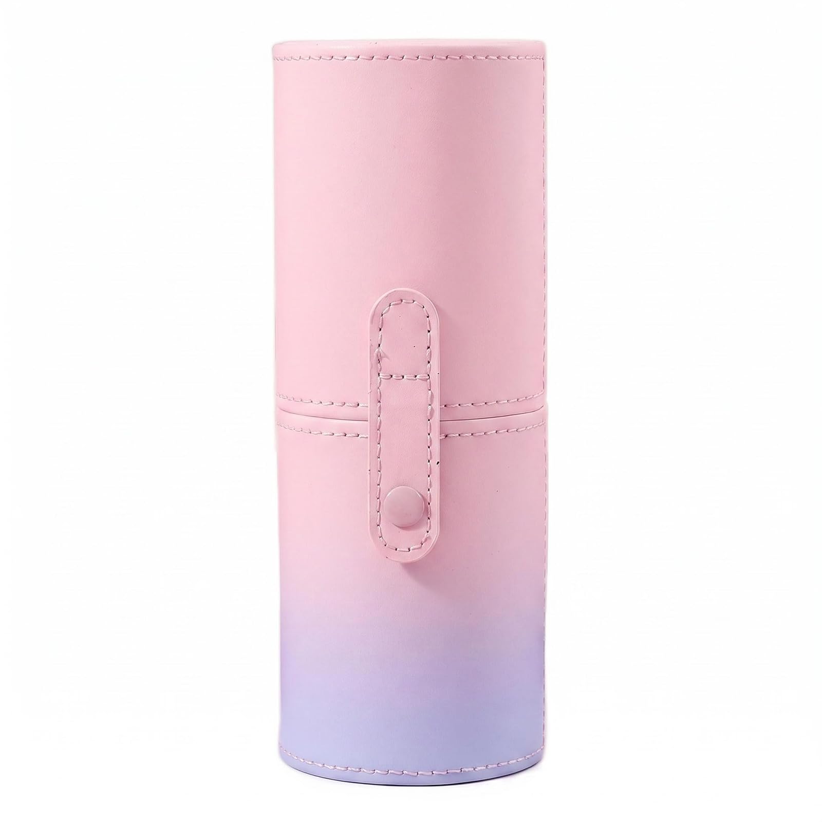 UPSTORE Pink Gradient PU Leather Makeup Brush Holder, Travel Case with Lid