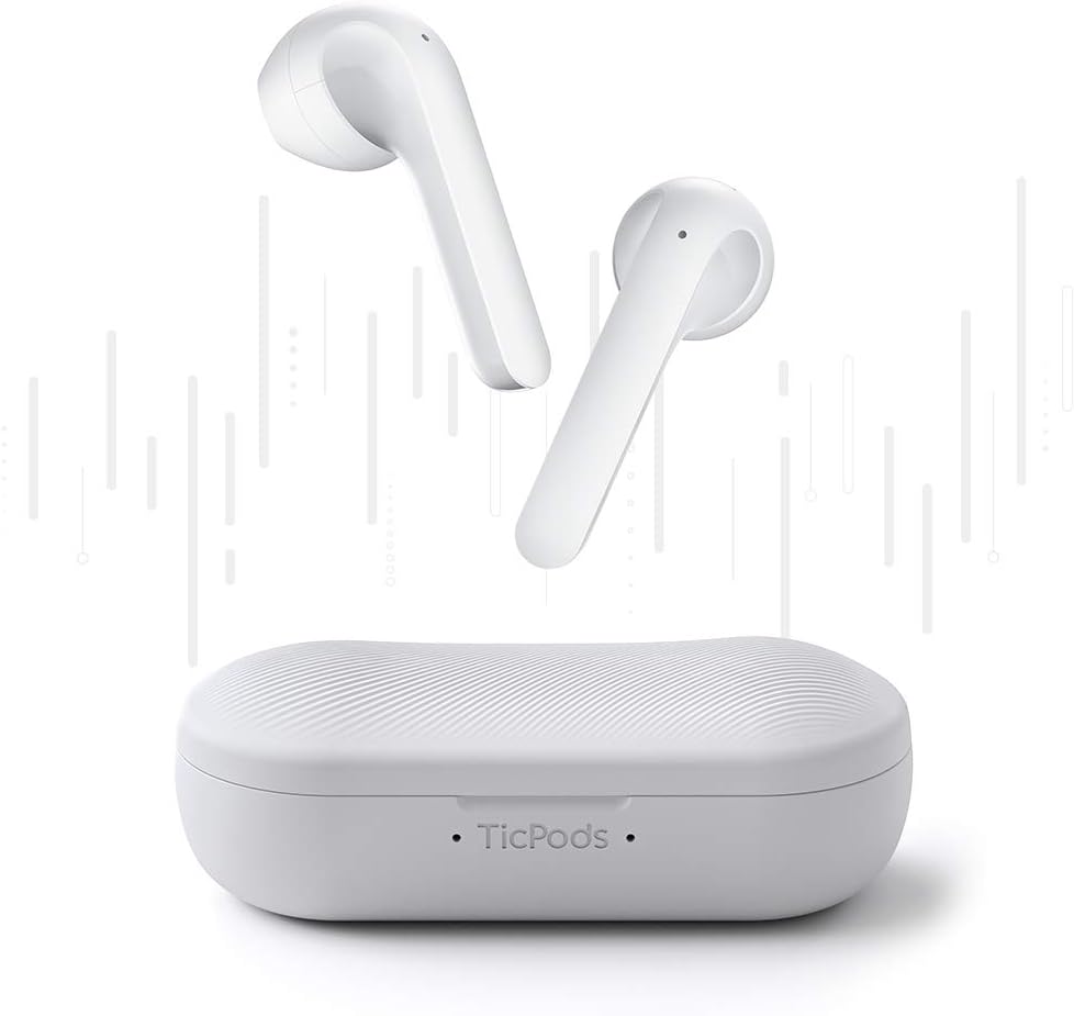 TicPods 2 True Wireless Earbuds with Charging Case, Bluetooth 5.0 Earphones with Mic, Touch Control Headphones, IPX4 Water Resistant, 23H Playtime, Wearing Detection, Superior Sound Quality