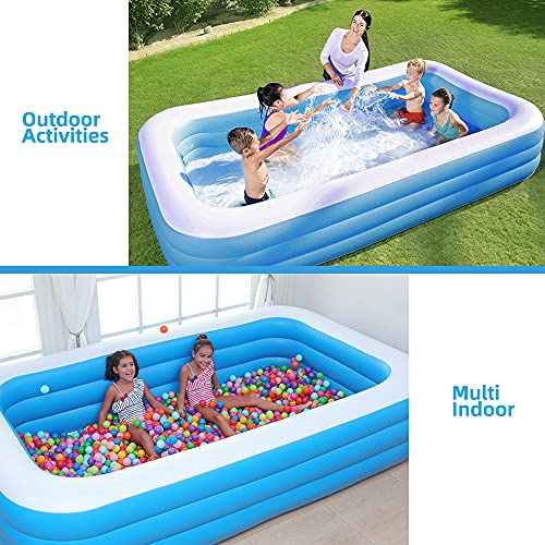 Inflatable Swimming Pool, LANIAKEA 118"x72"x20" Thicken Family Inflatable Lounge Pools, Rectangular Kiddie Pool for Kids, Adults, Blow Up Pools for Garden, Backyard, Outdoor Summer Water Party