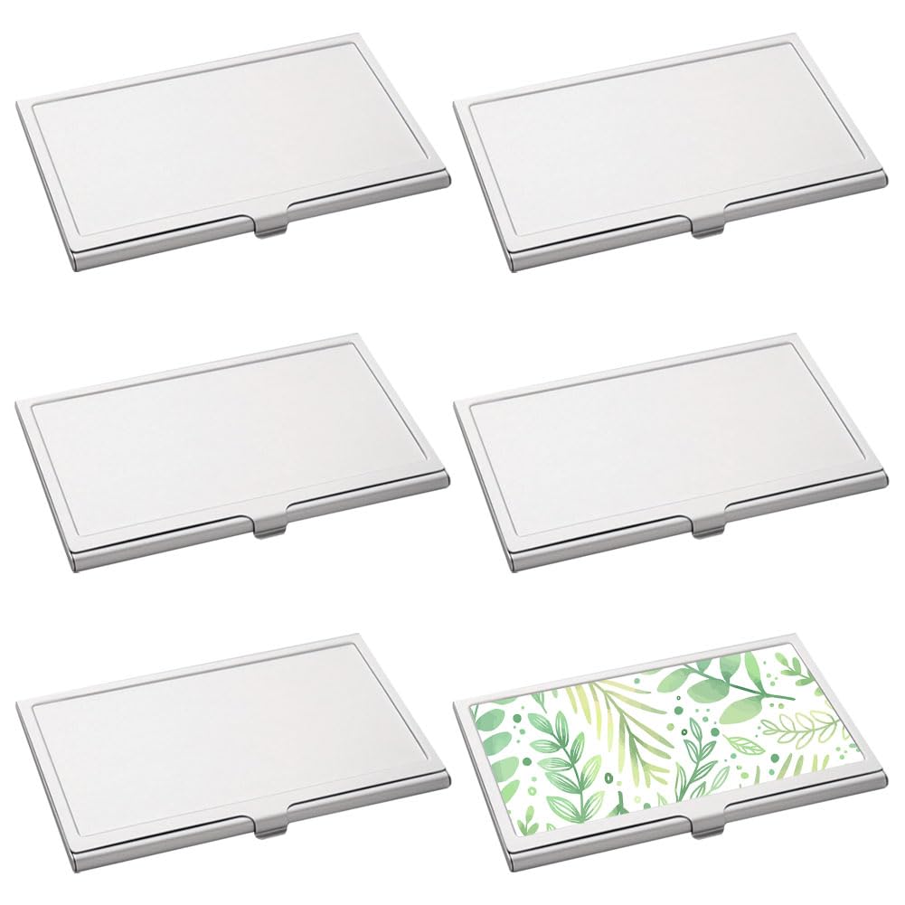 ZUYYON 6 Pcs Sublimation Blank Business Card Holder Metal Organizer Card Case Pocket Heat Transfer Blank Card Carrier Case DIY Business Card Case for
