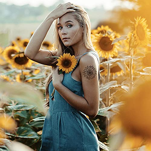 5X2Y Tattoo Tech, Long Lasting Temporary Tattoos, Last 1-2 Weeks, Waterproof, Semi Permanent Tattoo, Realistic Look, No Adhesive, No Reflection (Sunflower) #TOP1