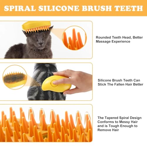Image of New pet hair brush self cleaning steam cat and dog bath brush with steamer water 3 in 1 steamy pet hair brush by PET HOUSE