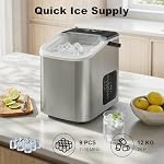 HOMCOM Comptoir portatif de fabrication de glace, 9 Cubes prêts en 7 Mins, 26lbs/24H, 2 Tailles de la balle, Machine de fabrication de glace auto-nettoyante avec poignée, scoop & Panier pour cuisine RV Camping