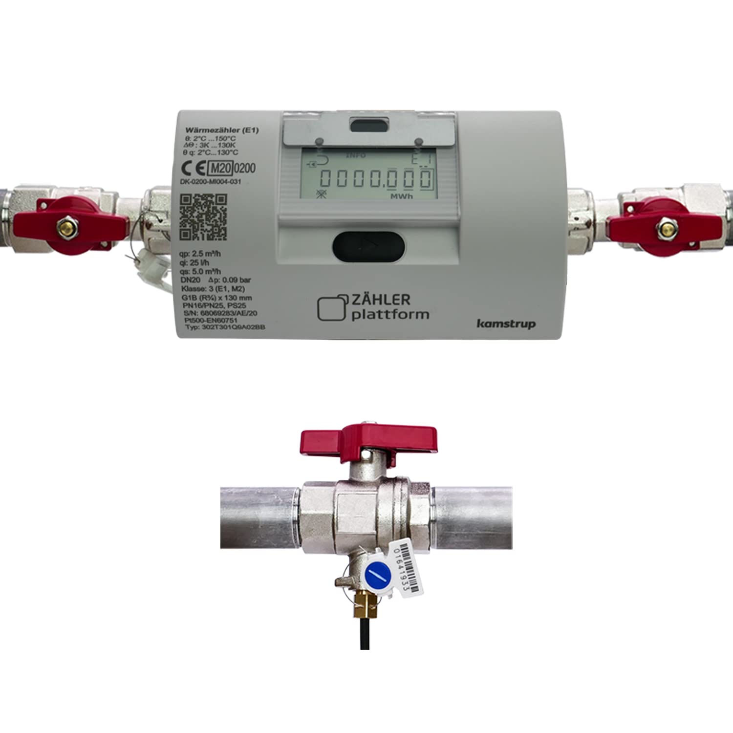 ZÄHLER plattform Ultraschall Wärmezähler MULTICAL® 303 Qn 2,5 m³/h, BL 130 mm Eichung 2026 inklusive Einbausatz 1"