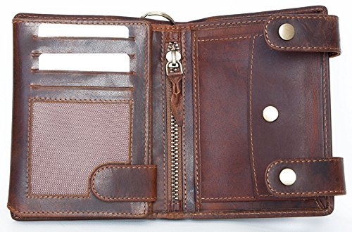 FLW Men's Genuine Leather Biker's Wallet with Metal Chain without Any Logos or Markings3
