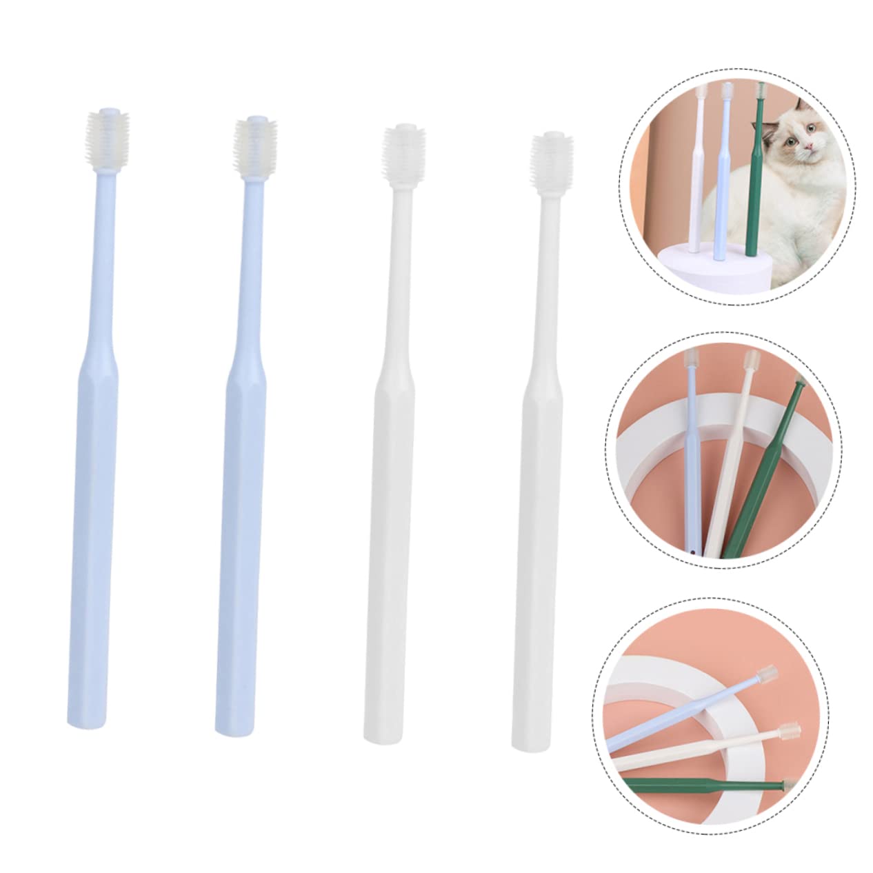 YARNOW 2 Set Di Spazzolino Da Denti A Doppia Faccia Spazzolino Da Denti Per Animali Domestici Per Gattini E Cuccioli Design Portatile E Confortevole 4 Pezzi * 2