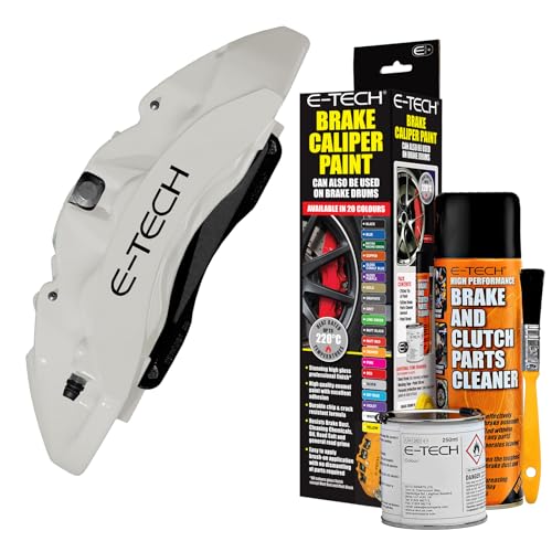 E-TECH White Brake Caliper/Drum Paint - EBCP-W - Complete Kit Inc Paint/Cleaner & Brush
