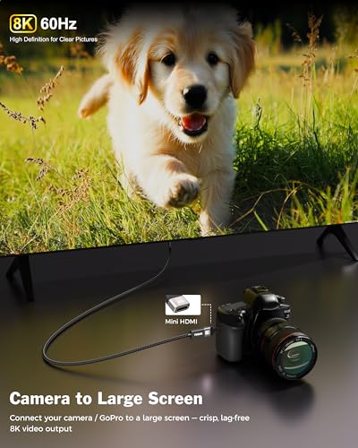 Image of FEDUS EIKON Mini HDMI to Standard HDMI Adapter 8K@60Hz, 4K@144Hz, 2K@240Hz, Male to Female Converter, 48Gbps, support HDR, 3D for DSLR Camera, Camcorder, Laptop, Pi Zero, Monitor, Desktop, Projector