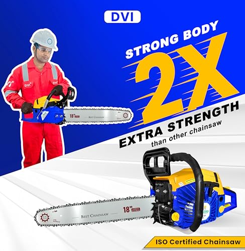 Image of DVI 5800 Heavy Duty Chain Saw with 58 CC, 2 Stroke Petrol Engine Power & 18 inchinch Blade /Bar Cordless Chain Saw Cuttingsaw For Farm, Garden & Professional Use.
