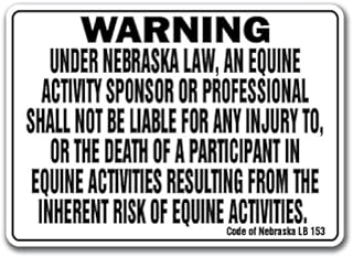 NEBRASKA Equine Sign activity liability warning statute horse farm barn stable