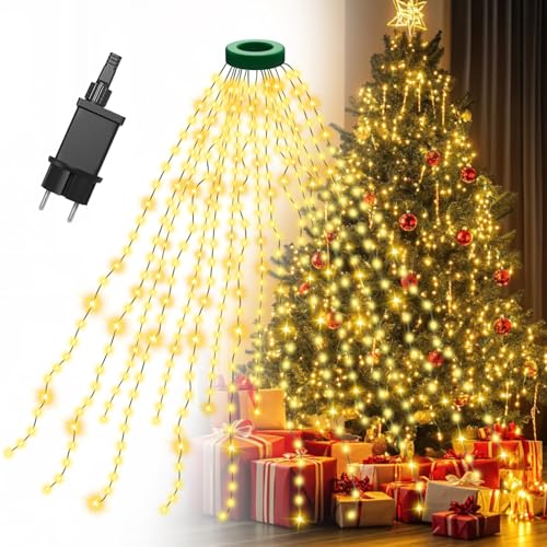 Gcstnn Lichterkette Weihnachtsbaum, 3M 592er LED Christbaumbeleuchtung mit Ring und 16 Girlanden, Timer, Wasserdicht für 1.5-3.5M Tannenbaum Weihnachtsdeko Außen Innen, Warmweiß Gcstnn Lichterkette Weihnachtsbaum, 3M 592er LED Christbaumbeleuchtung mit Ring und 16 Girlanden, Timer, Wasserdicht für 1.5-3.5M Tannenbaum Weihnachtsdeko Außen Innen, Warmweiß