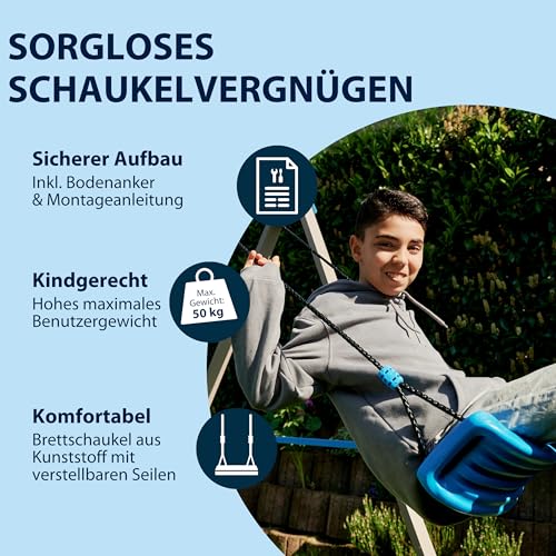 HUDORA Schaukel Vario - Basismodul Schaukelgerüst für Kinder - erweiterbares Schaukelset mit höhenverstellbaren Schaukelseilen für bis zu 50kg - Outdoor-Spielgerät mit optionaler Erweiterung