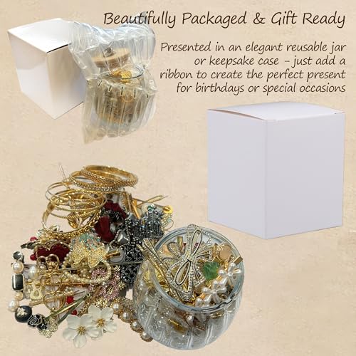 Mystery Jewelry Jar 25.4fl Oz, Surprise Vintage Jewelry Jar Mystery, Gift Jewelry Set Multi Style Including Earrings Necklaces Bracelets/Anklets Rings Kracelet, Unique Birthday Gifts for Her (45-50)3