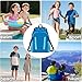 Veious Drawstring Backpack for Kids Sports Gym Bag with Shoes Compartment, Water Resistant Beach Swim Bag String Backpack for Boys and Girls, Blue